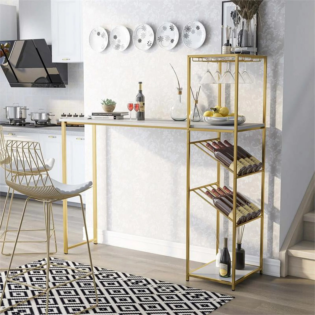 Metal Bar Table with Wine Shelf N301