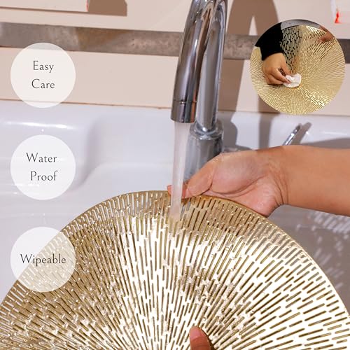 Round Gold Vinyl Placemats Set of 12 T495