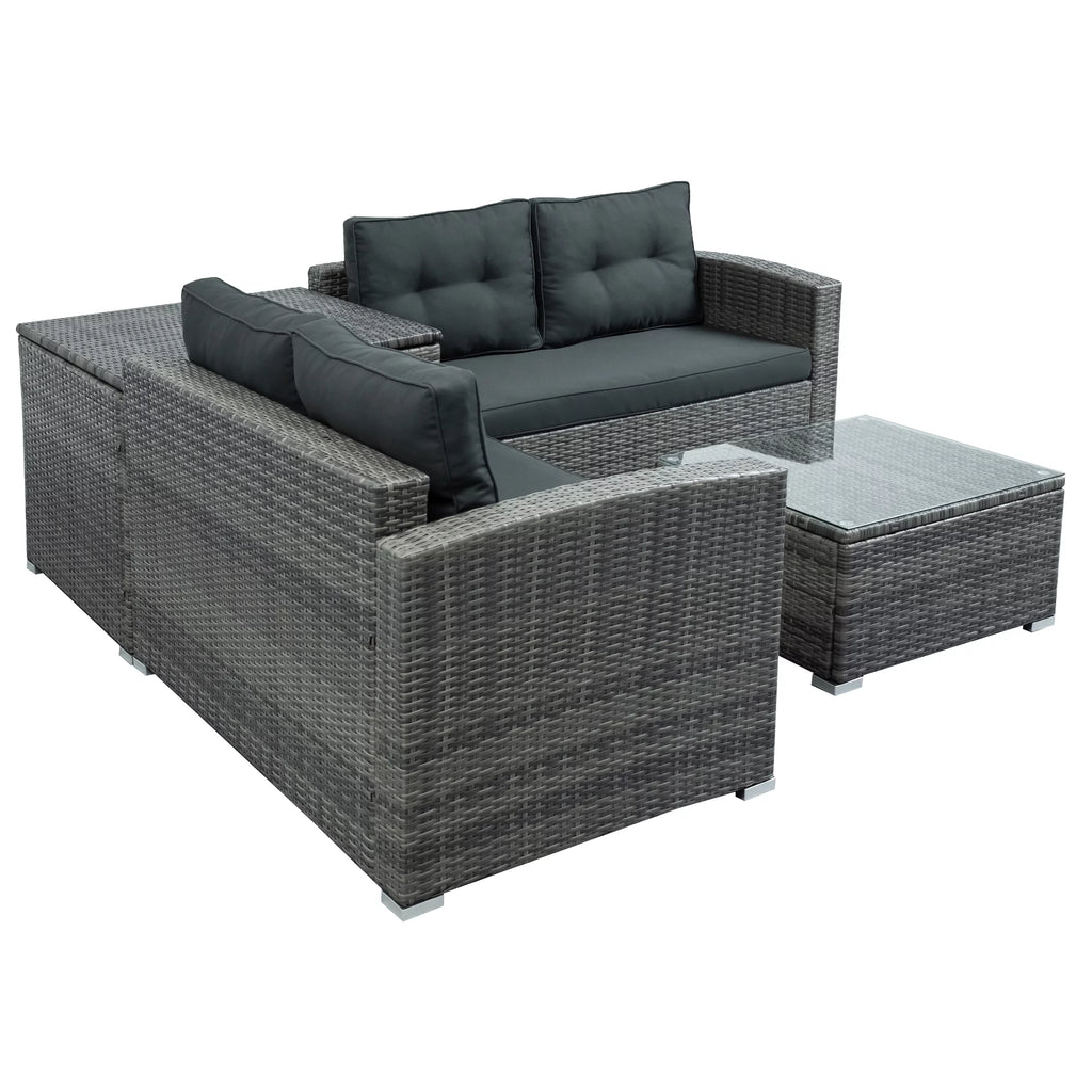 4 Pieces Patio Wicker Sofa Set with Cushions and Coffee Table M438108