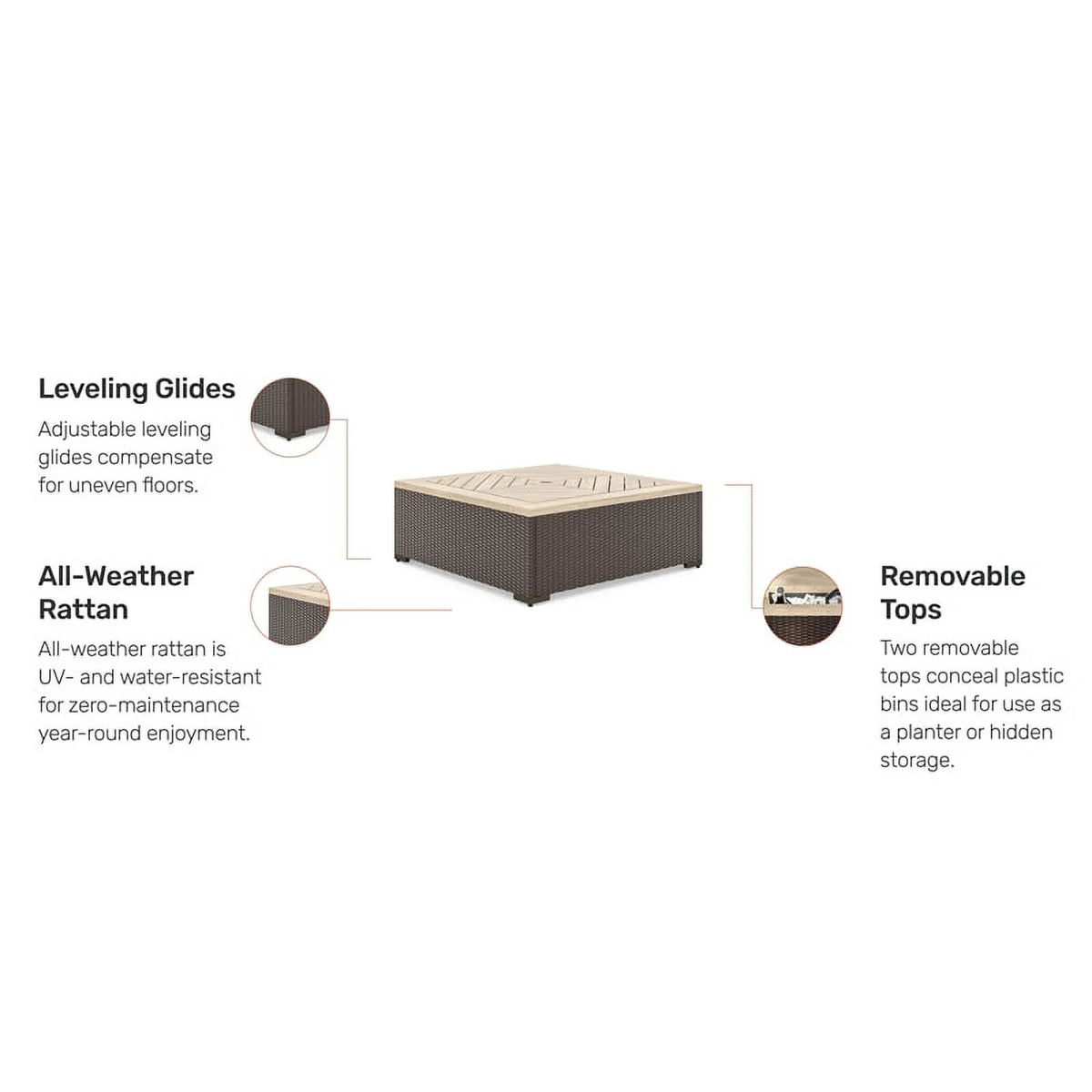 Brown Rattan Outdoor Coffee Table P5606