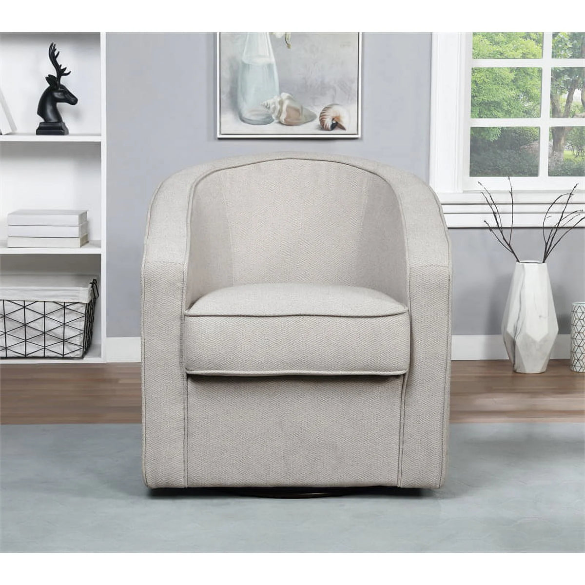 Gray Zig Zag Fabric Swivel Chair E1646