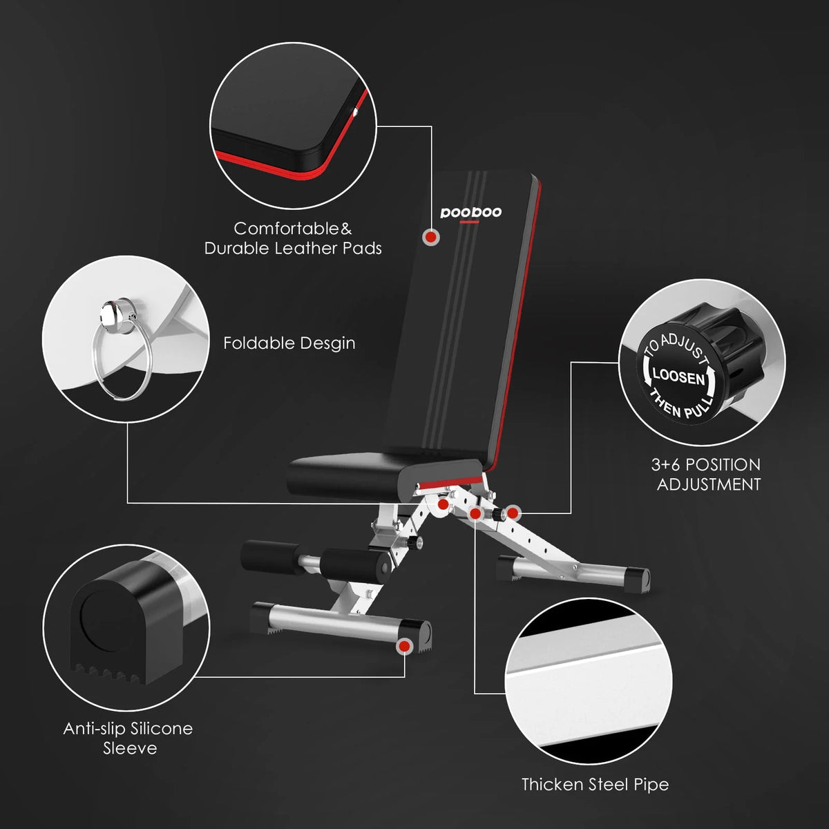 Foldable Weight Bench 600 lbs 6 Incline Adjustable Z174439