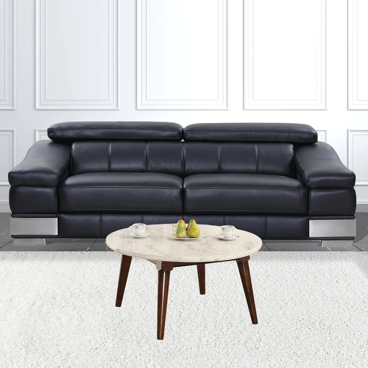 Walnut Marble Round Coffee Table A344096