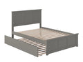 Grey Full Wood Platform Bed with Footboard & Trundle L487