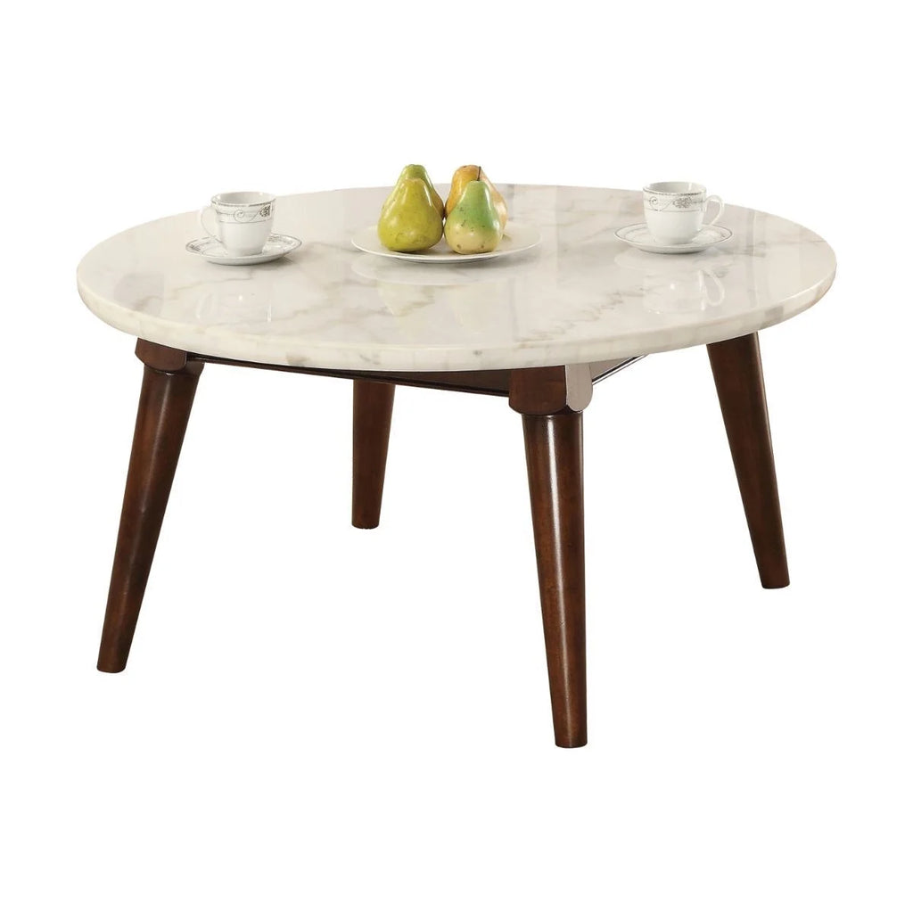 Walnut Marble Round Coffee Table A344096