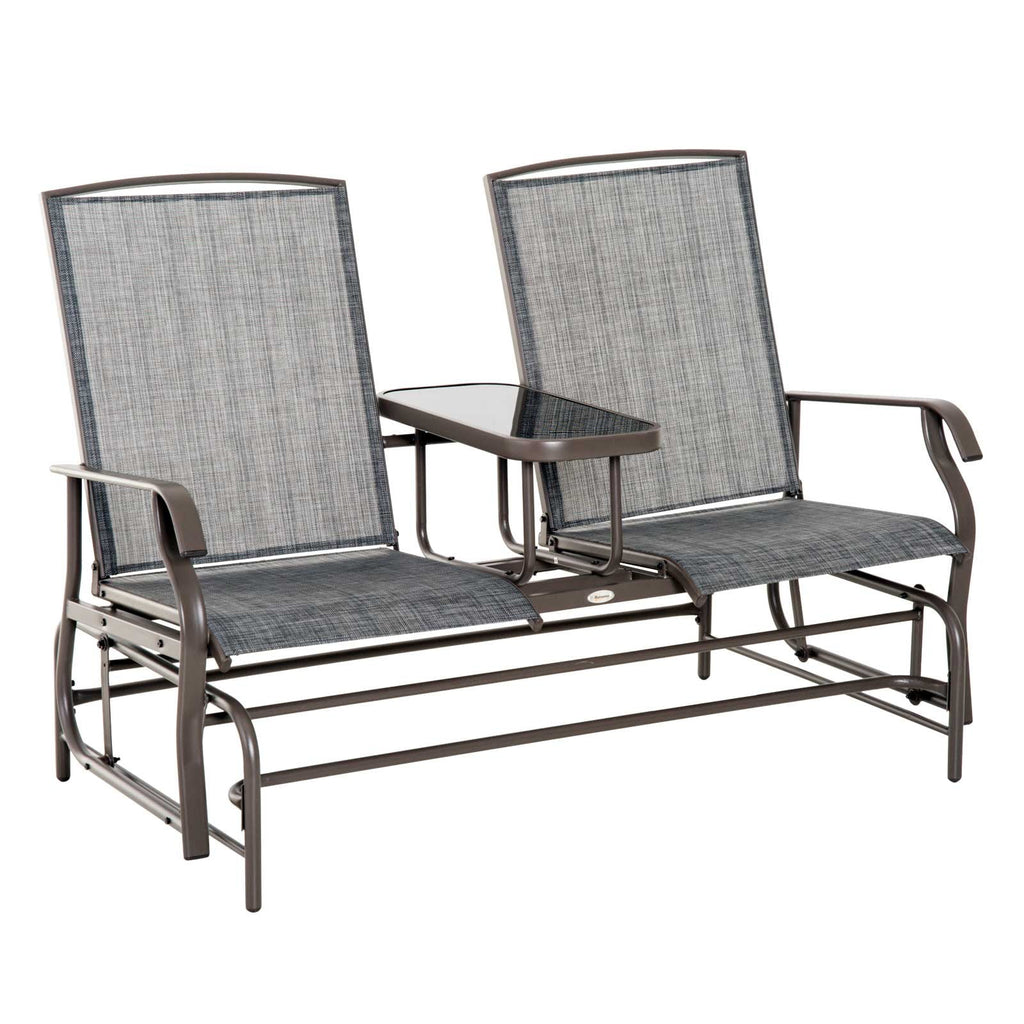Gray Outdoor Glider Bench with Center Table H8095