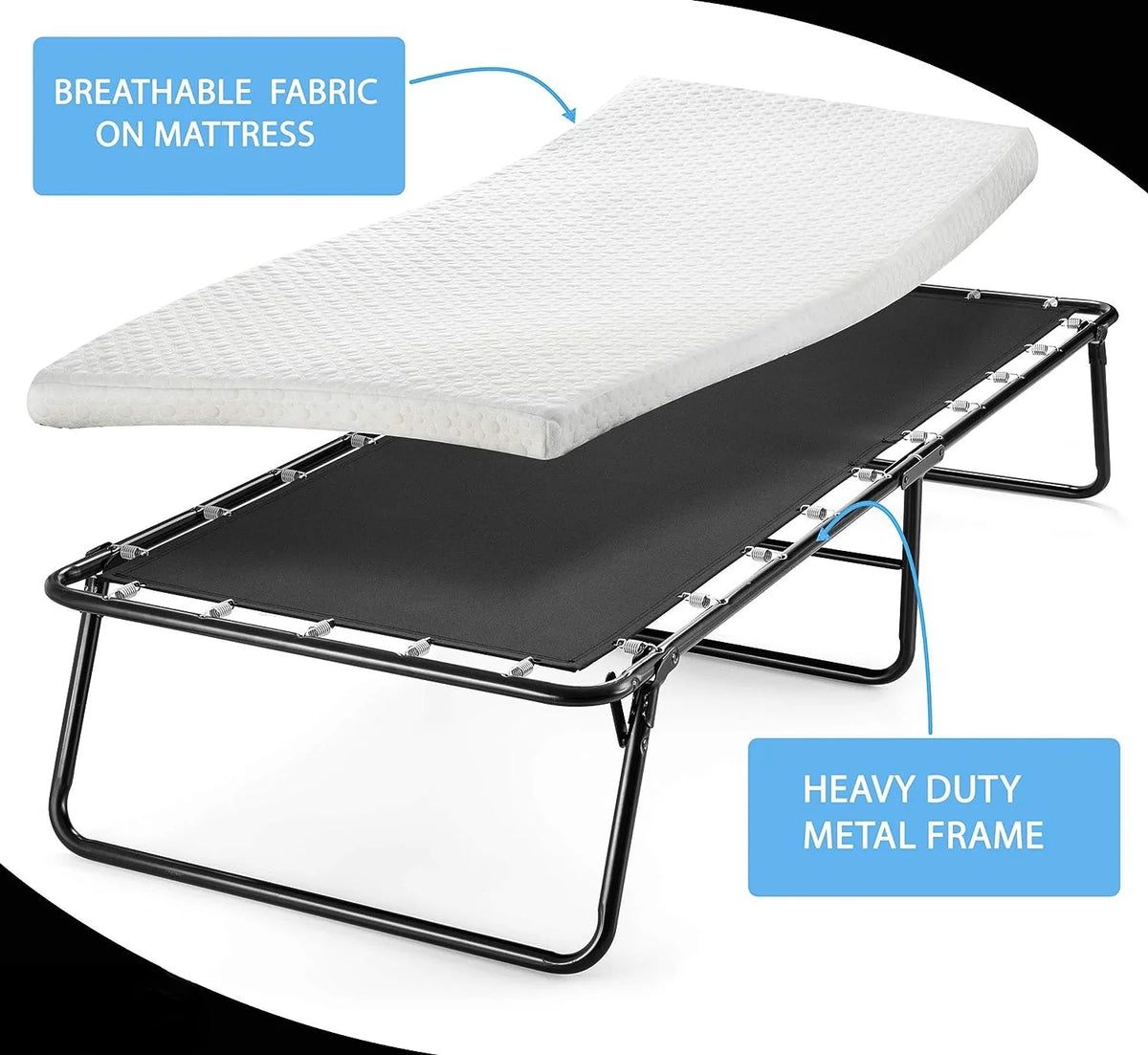 Folding Bed Cot with Memory Foam Mattress 31 inch B201
