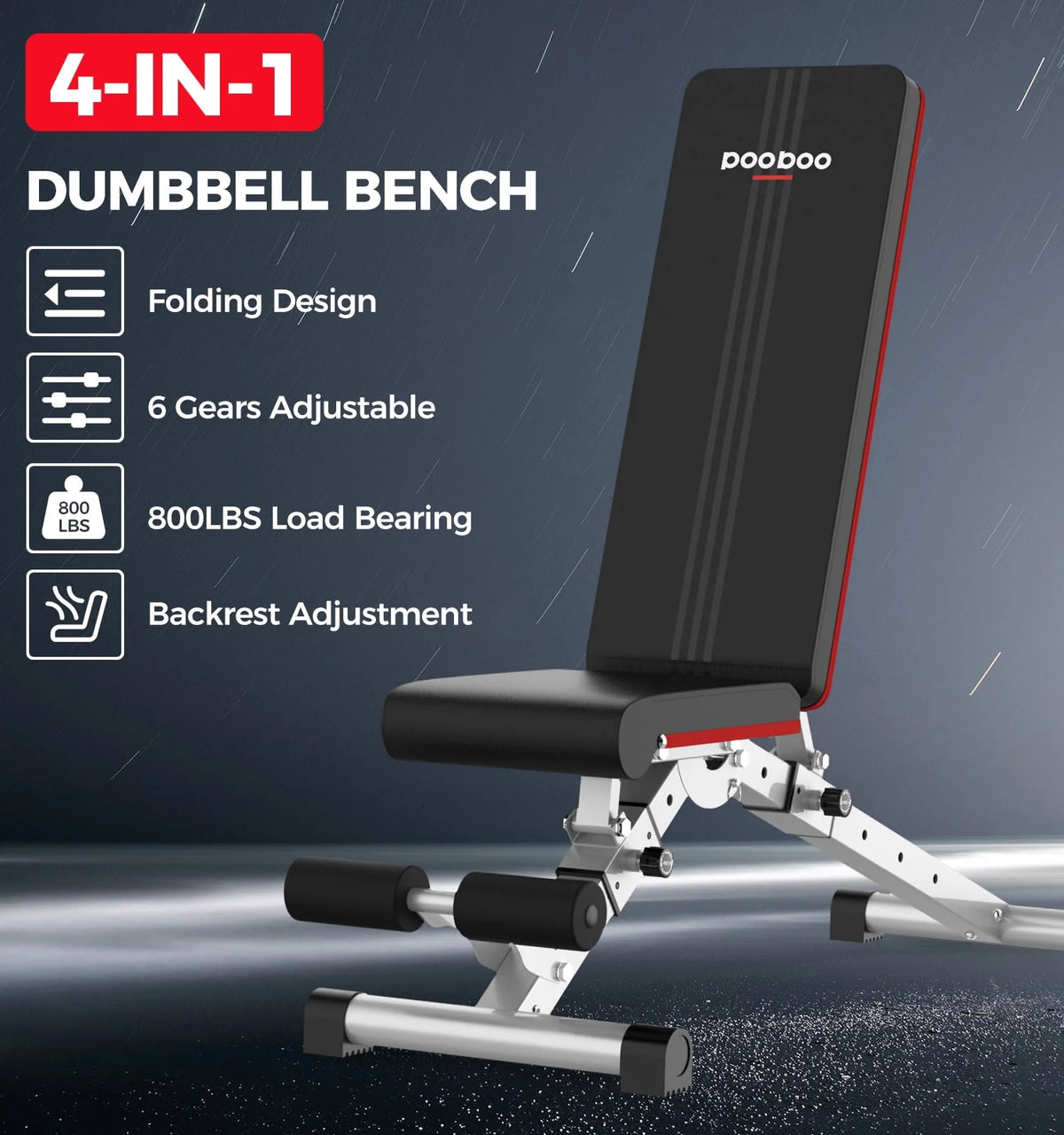 Foldable Weight Bench 600 lbs 6 Incline Adjustable Z174439