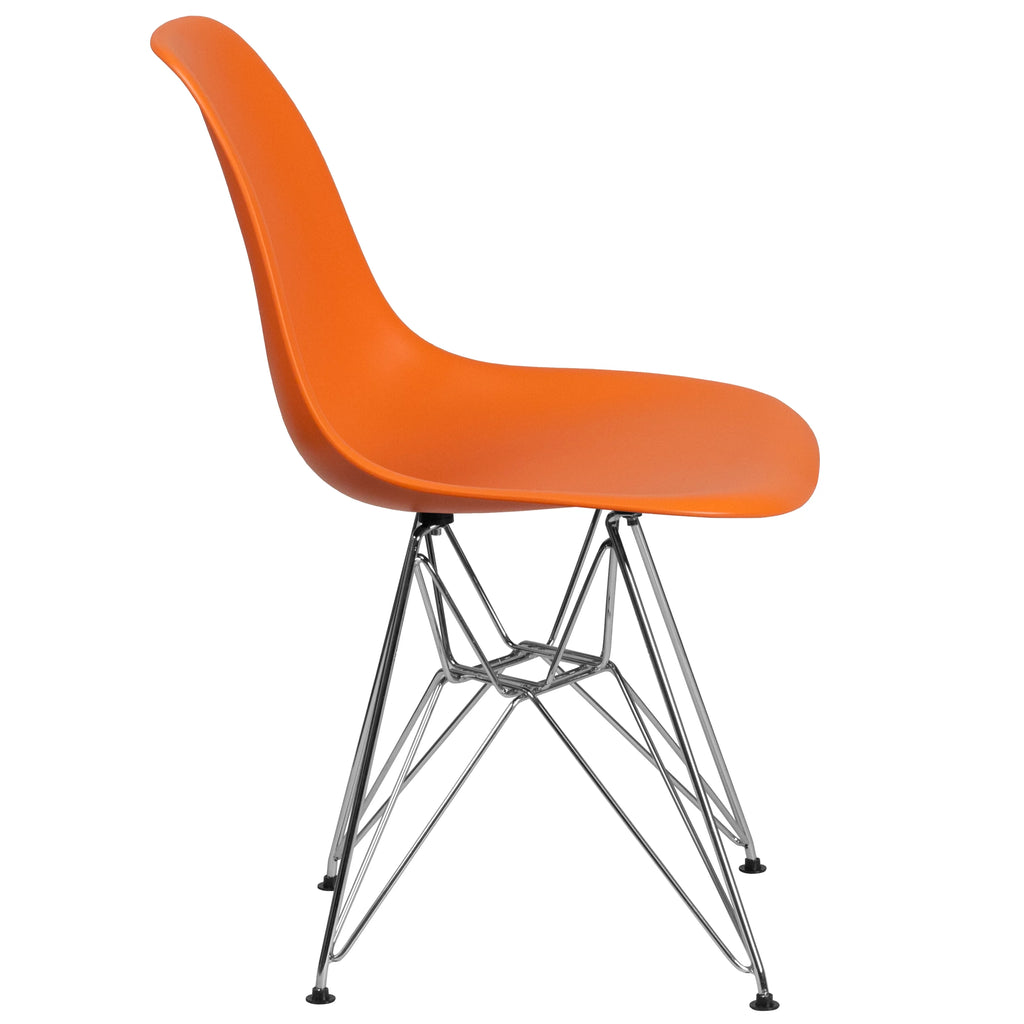 Orange Plastic Chair with Chrome Base E640