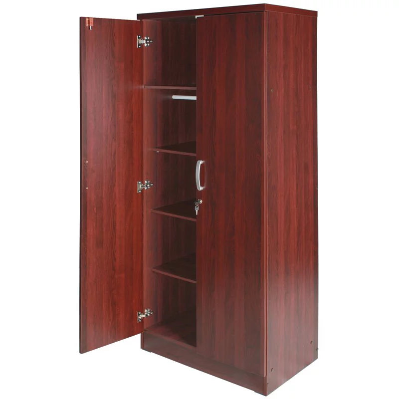Queen Bed and Armoire Wardrobe Cabinet Set S76442