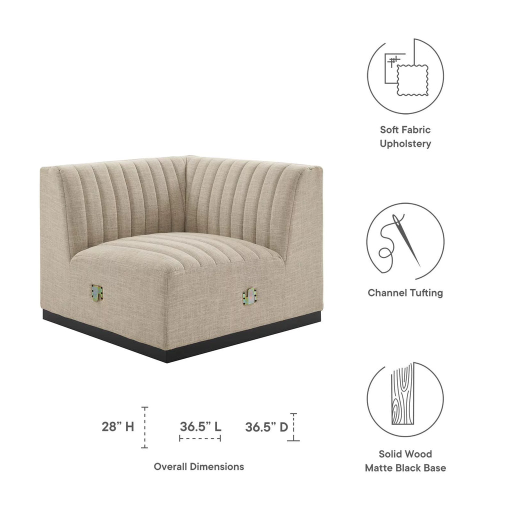 Beige Tufted Fabric Corner Chair Z6780