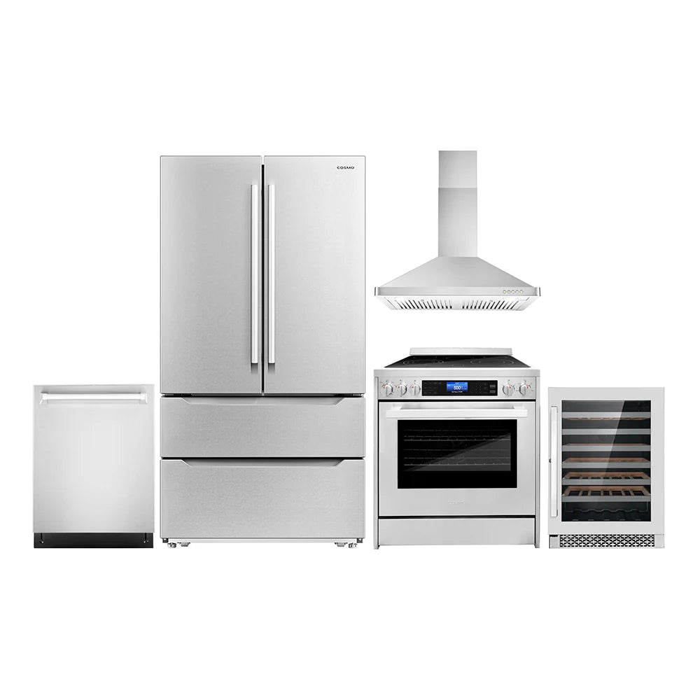 30 Electric Range, Wall Mount Range Hood, Dishwasher, Refrigerator with Ice Maker and Wine Cooler M57059