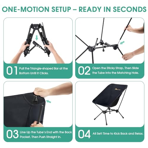 Portable Folding Camping Chair 330 lbs Black Z85314