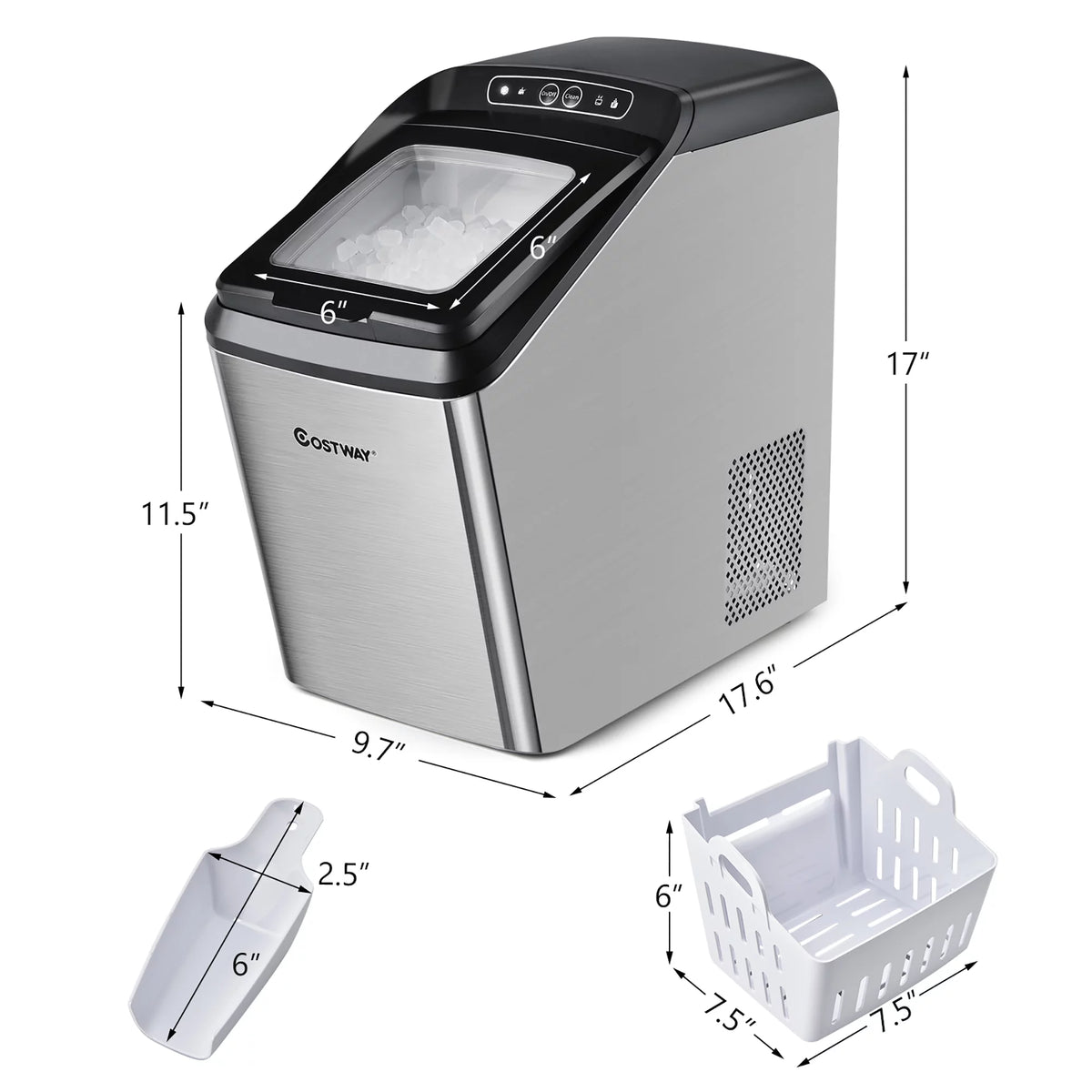 Countertop Nugget Ice Maker 29lb/Day Self-Cleaning E53998