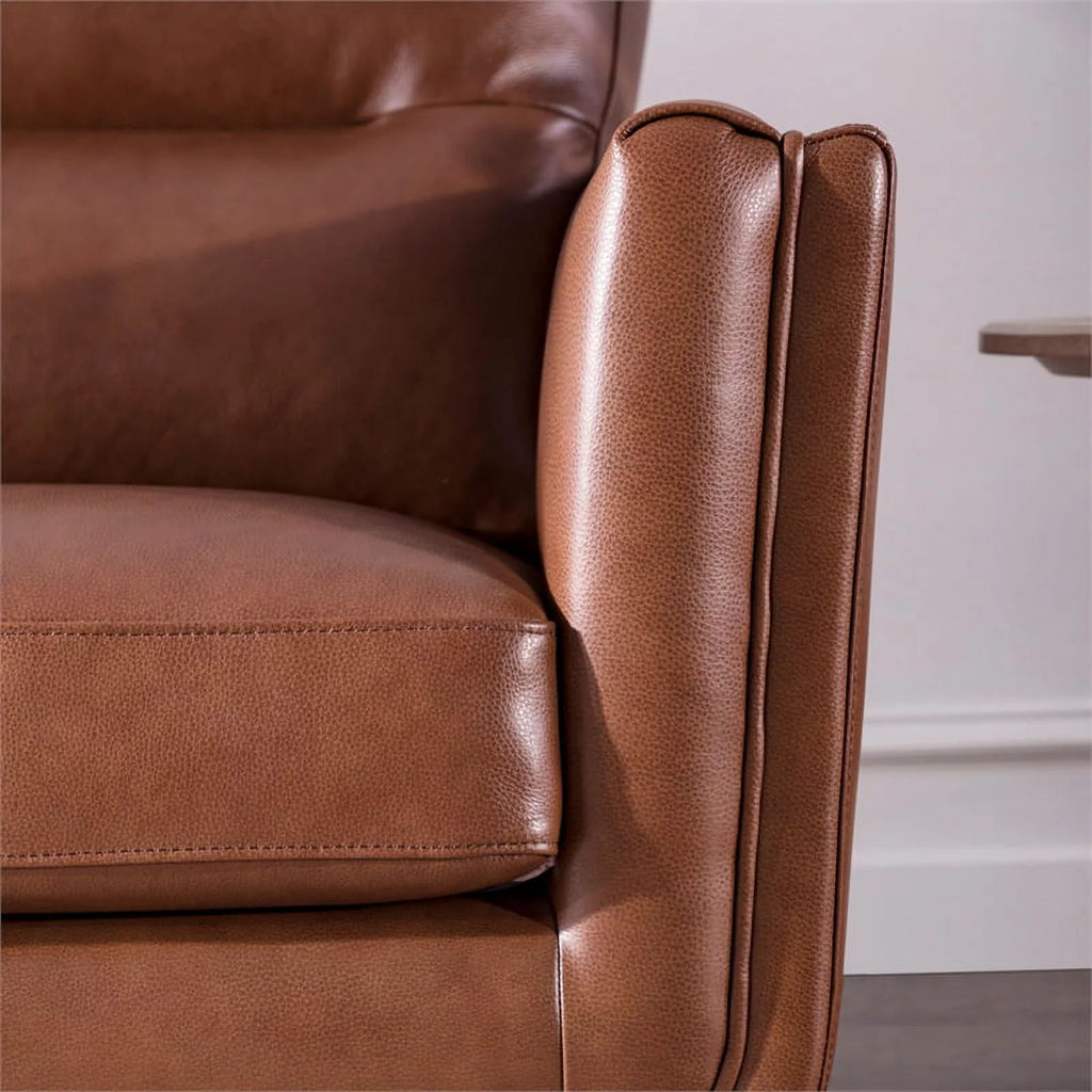 Mid-Century Leather Sofa in Cobblestone Brown I906480