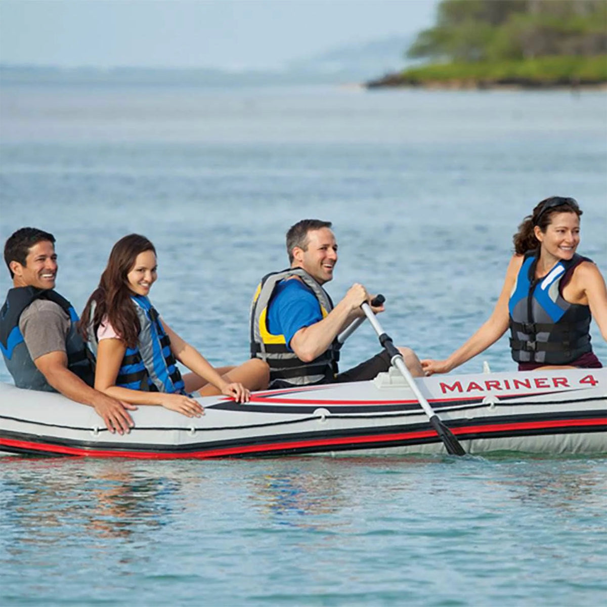 4 Person Inflatable Boat with Pump and Oars Set J649