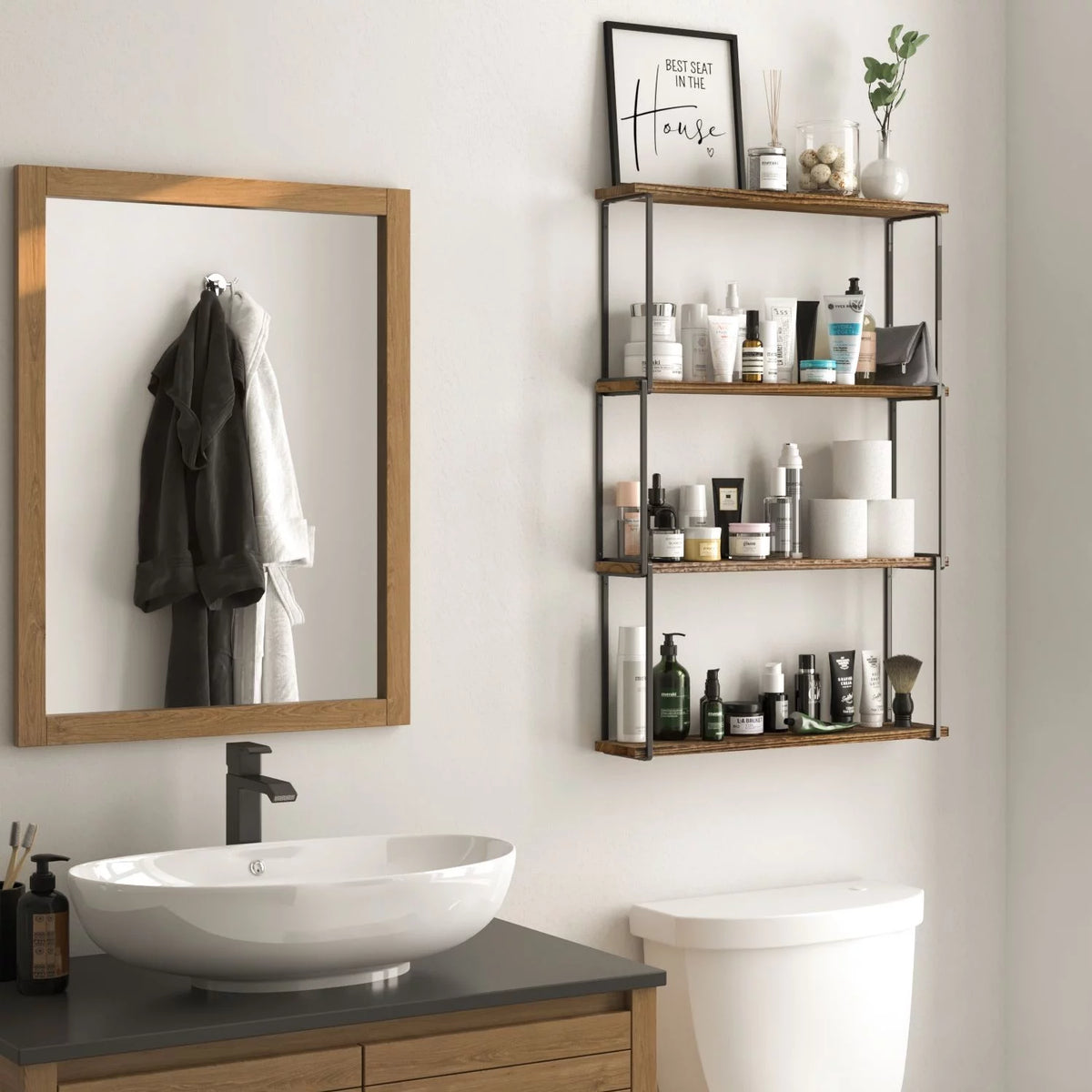 4-Tier Floating Shelves Wall Storage H57996