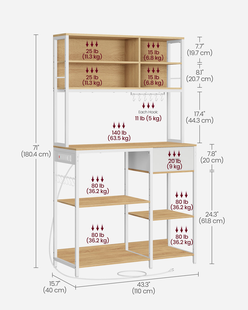 Bakers Rack with Charging Station A741897