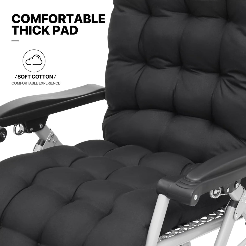 Black Zero Gravity Chair with Cushion and Side Tray W5765