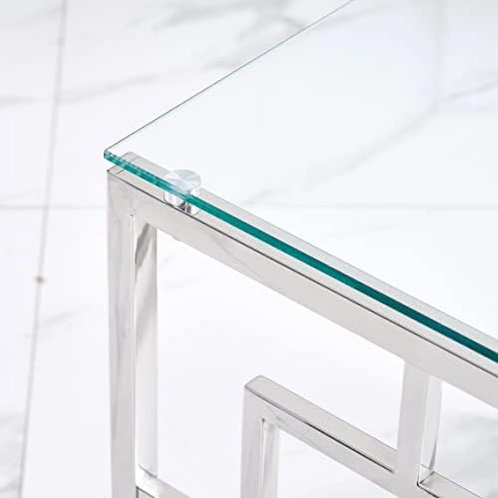 Nesting Table Set of 3 Glass Tempered Glass A65239