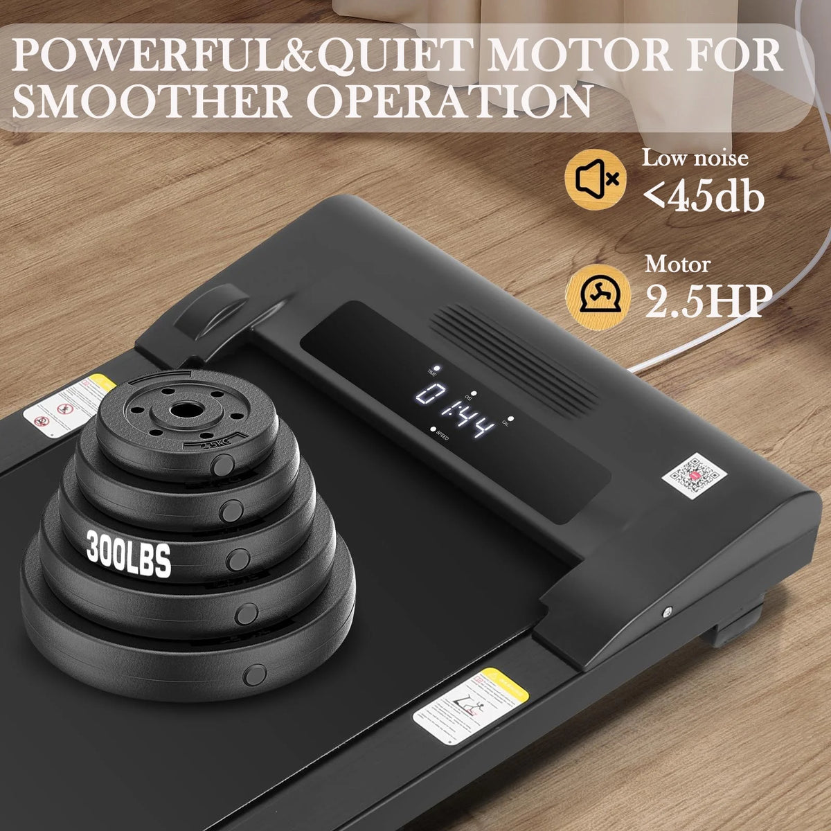 2.5HP Slim Compact Under Desk Treadmill with LED Display and Remote Control E314