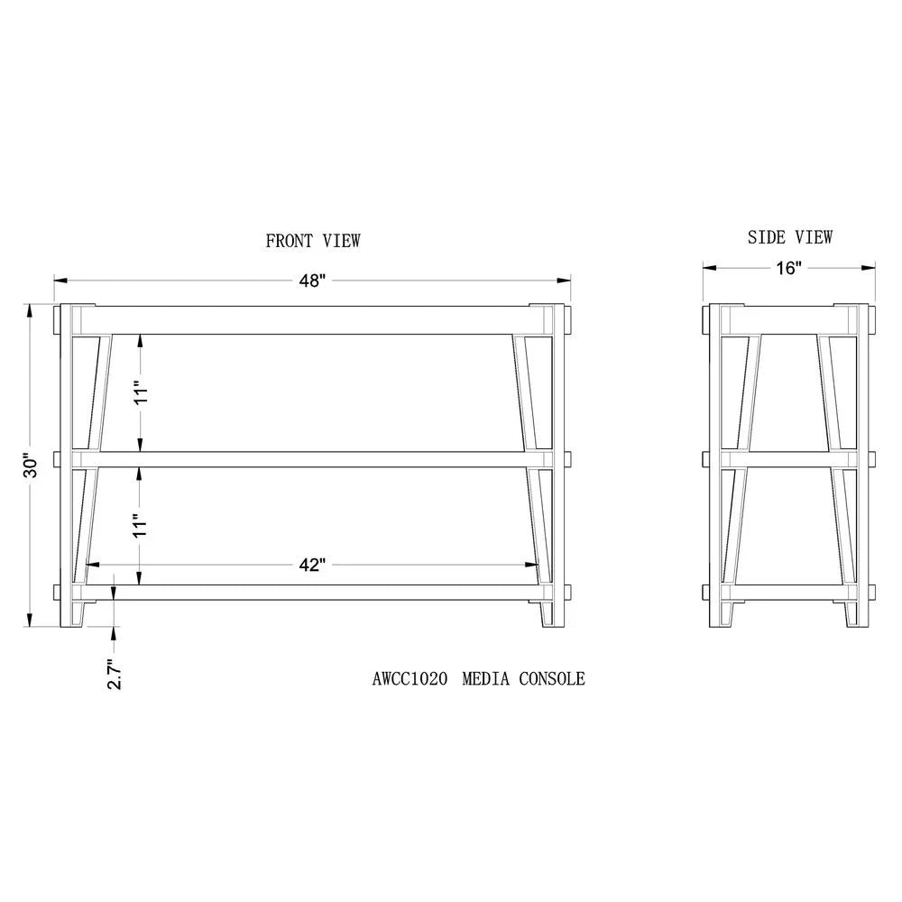 Natural Solid Wood with Metal Media Console Table L153925