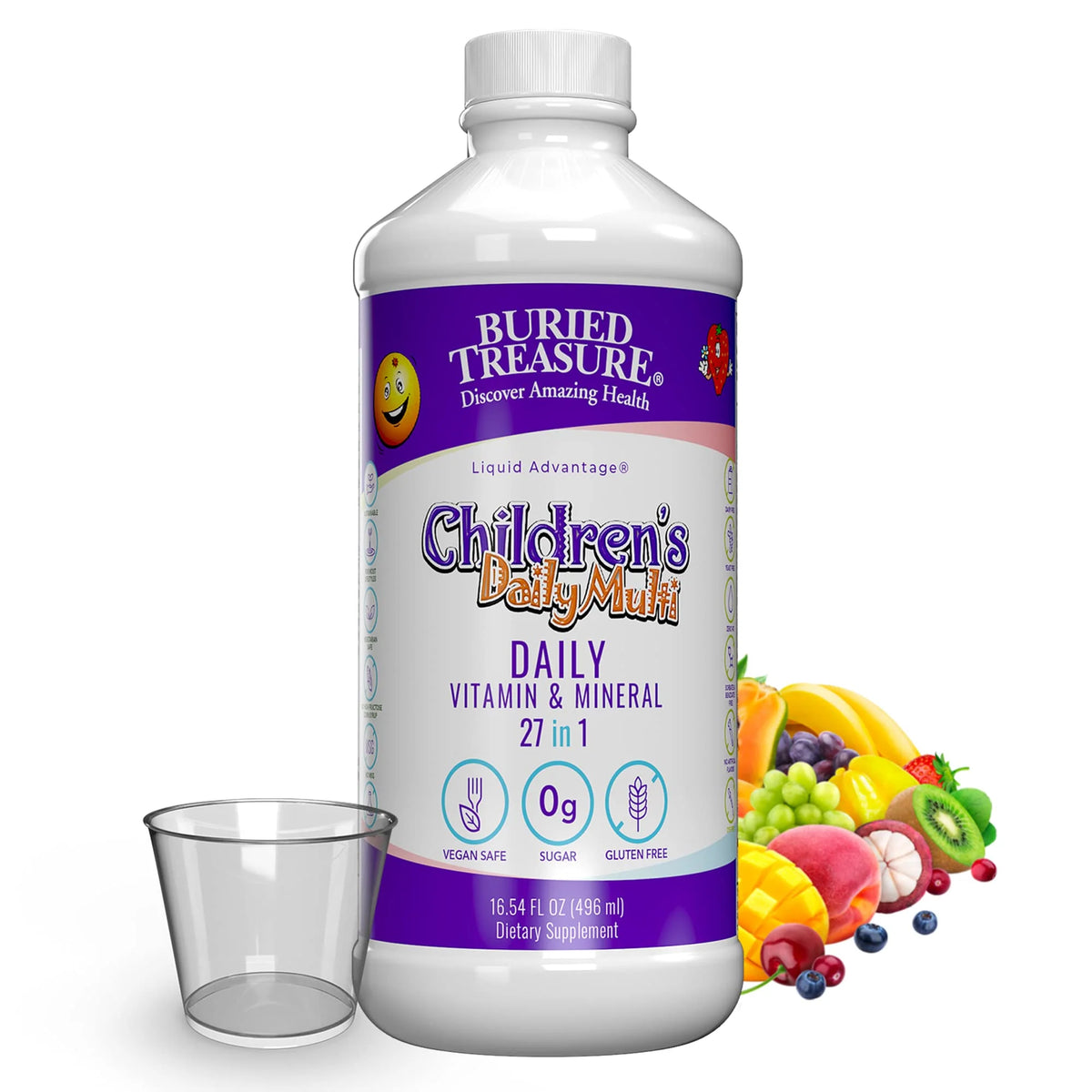 Children's Daily Liquid Multivitamin & Minerals Vegan Supplement 16 oz P6909