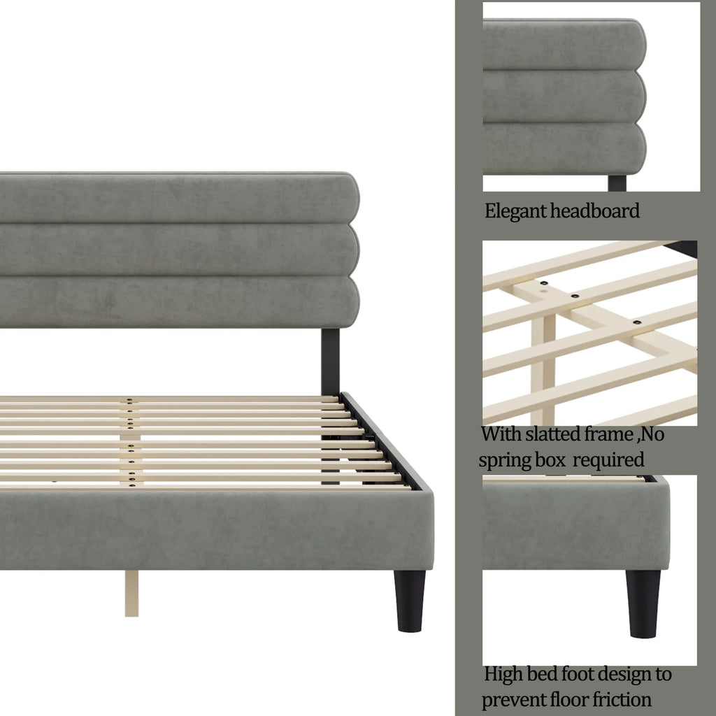 Full Size Bed Frame Light Gray P390692