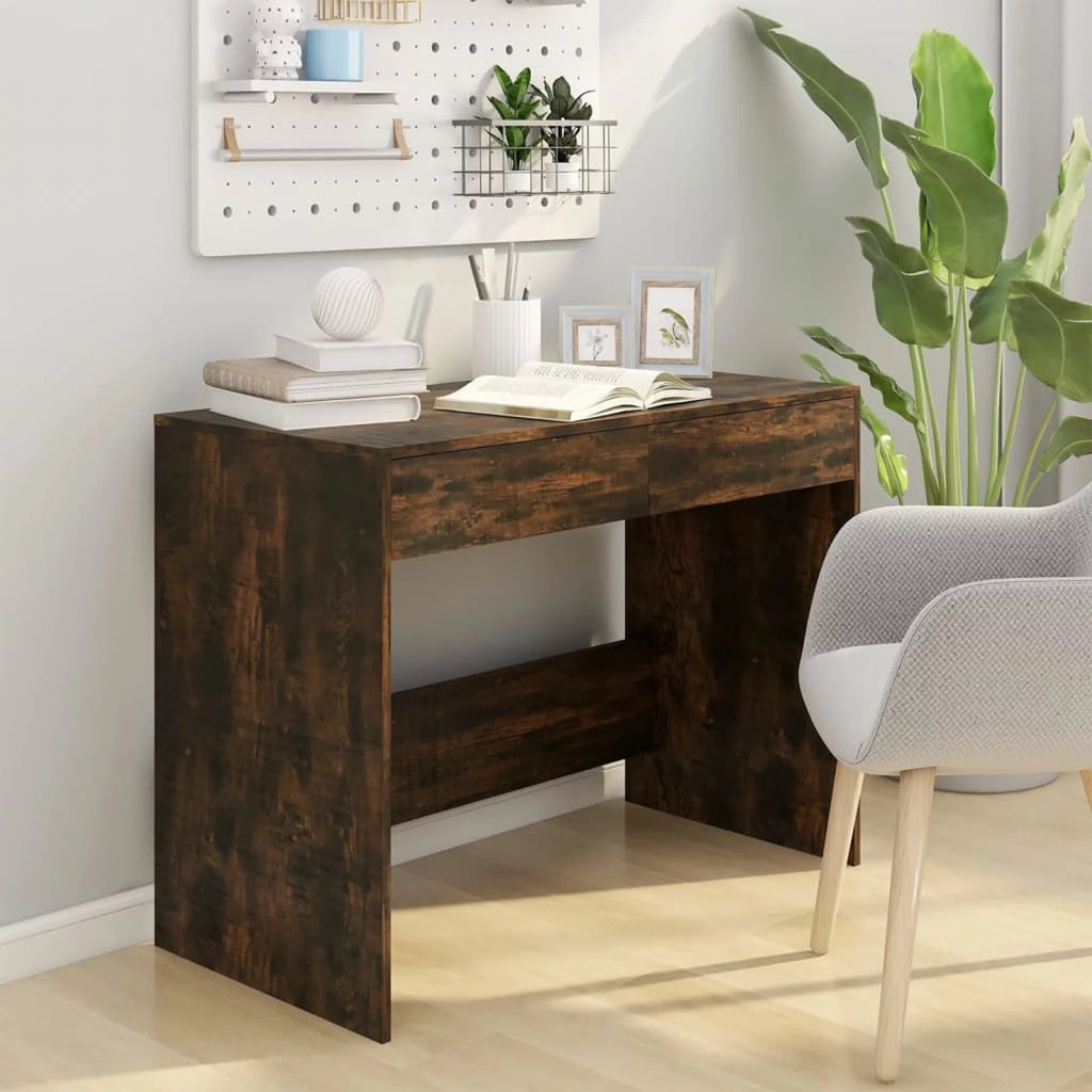 Smoked Oak Engineered Wood Desk X8427