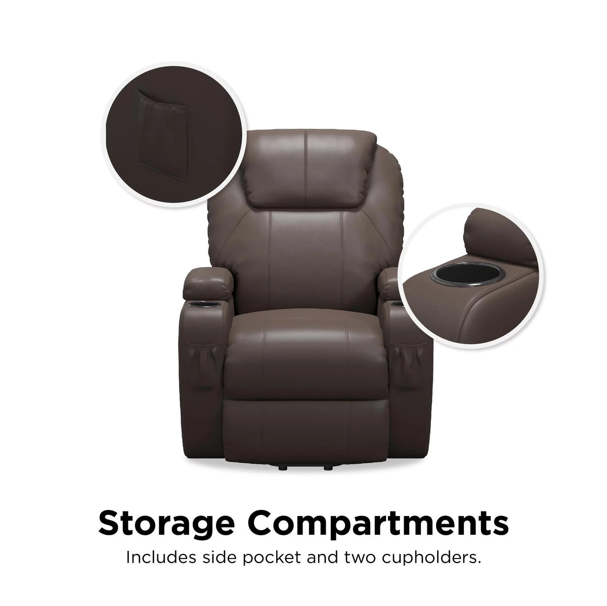 Brown Faux Leather Power Lift Recliner Y888