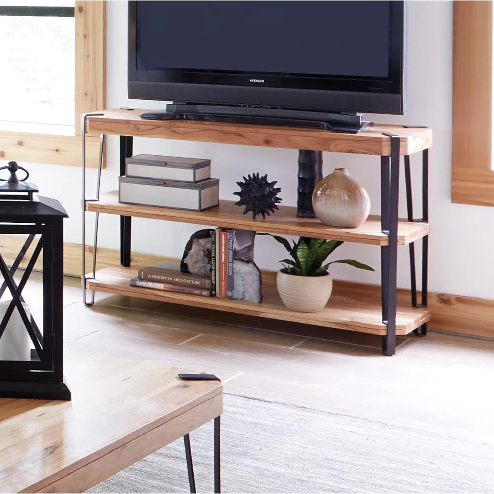 Natural Solid Wood with Metal Media Console Table L153925