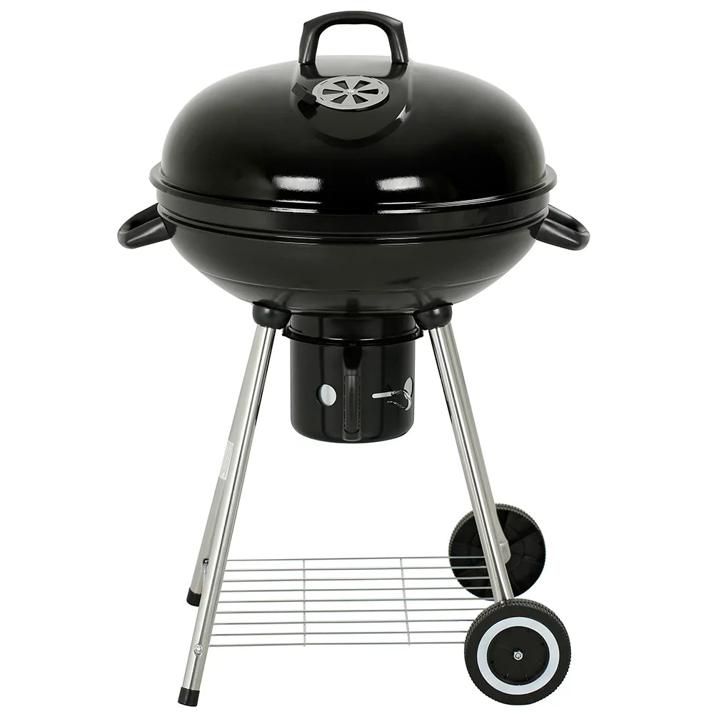 22" Round Portable Charcoal Kettle Grill with 2 Wheels, Black Z2661