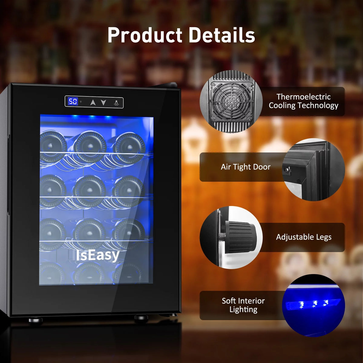 12 Bottle Compressor Wine Cooler Refrigerator J70482