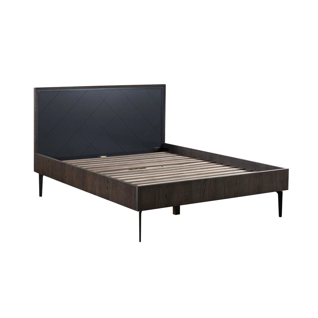 Oak Wood Metal Queen Platform Bed Frame A211412