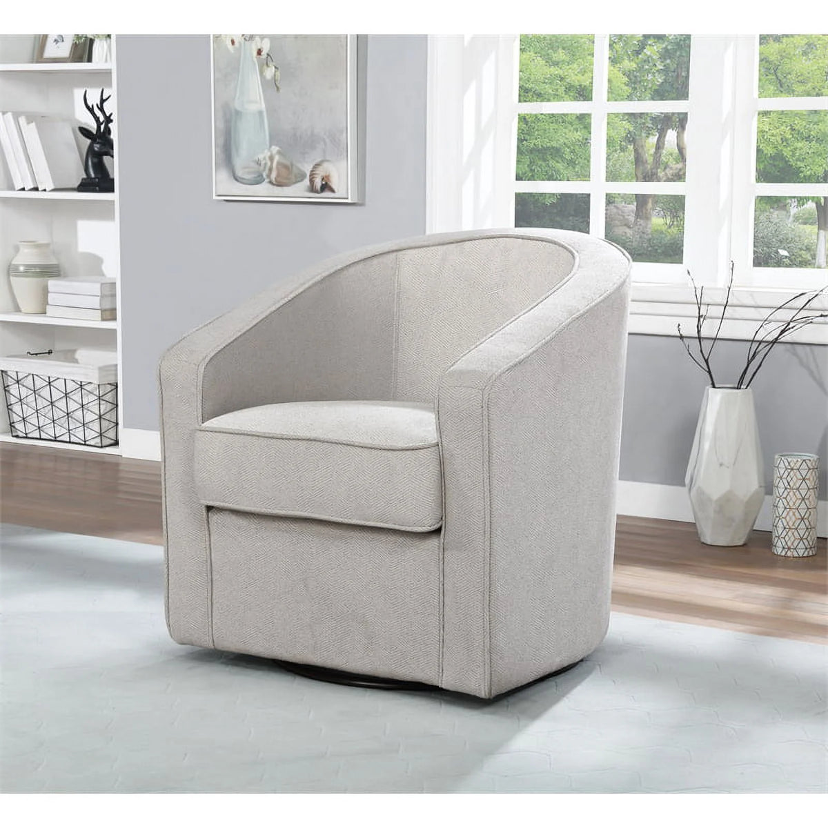 Gray Zig Zag Fabric Swivel Chair E1646