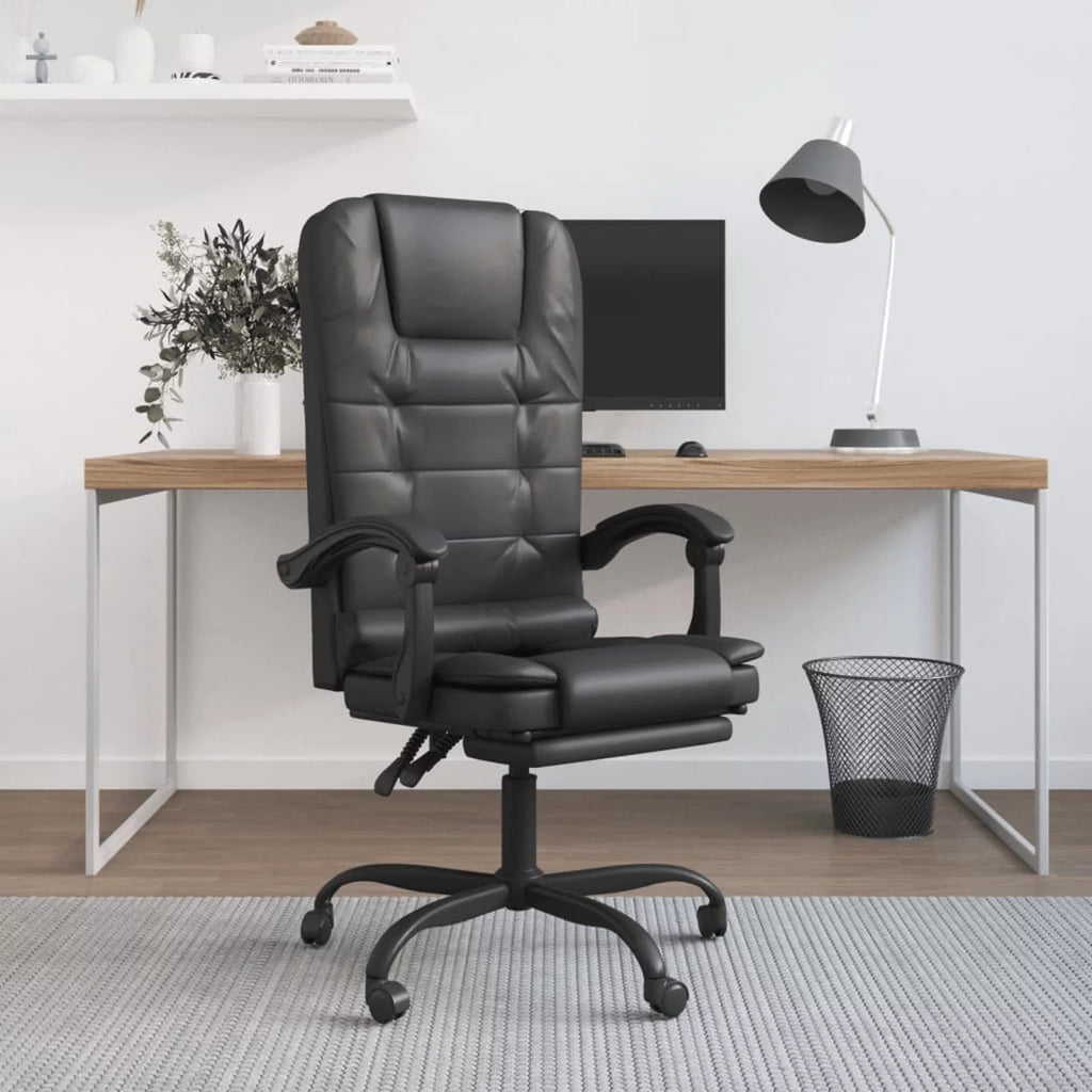 Black Faux Leather Massage Reclining Office Chair Y953