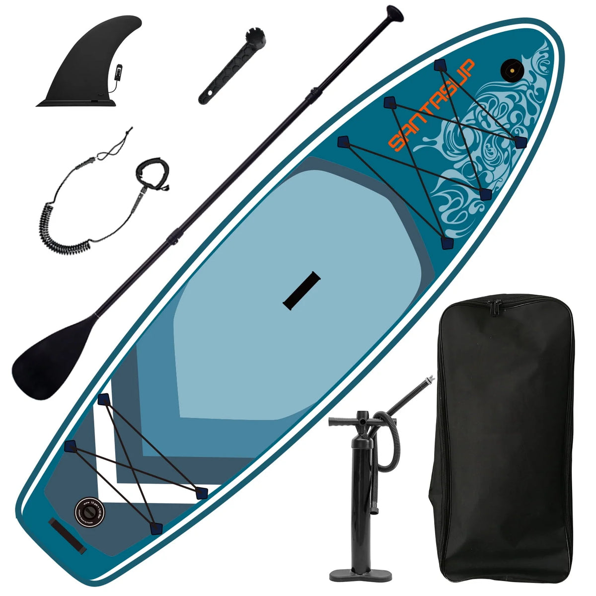 Inflatable Stand Up Paddle Board with 3 Fin, Pump, Safety Leash, Backpack and Paddle H400