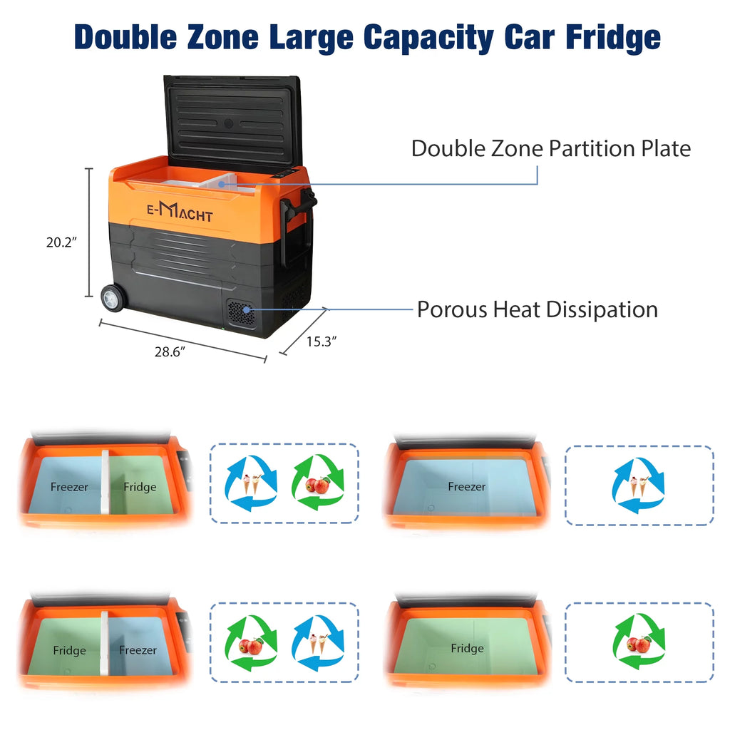 12V Portable Dual Zone Car Refrigerator 31.7 Quart Y693