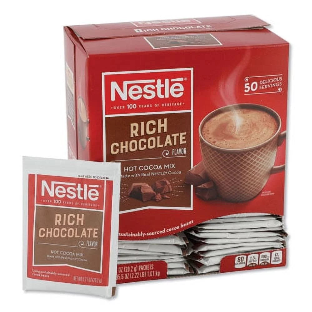 Hot Cocoa Mix, Rich Chocolate, .71oz, 50/box, Bundle of 10 Boxes A2868