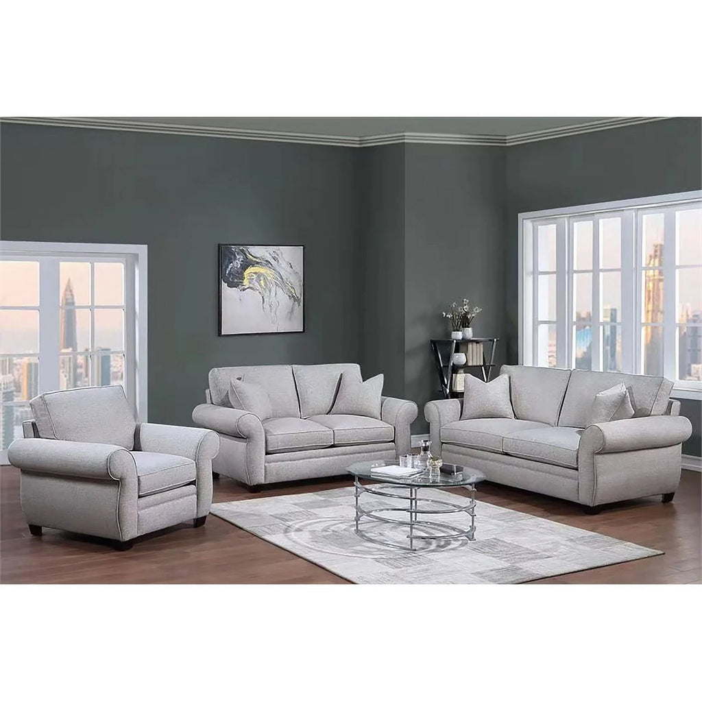 Cream Fabric Loveseat with Rolled Arms U8694