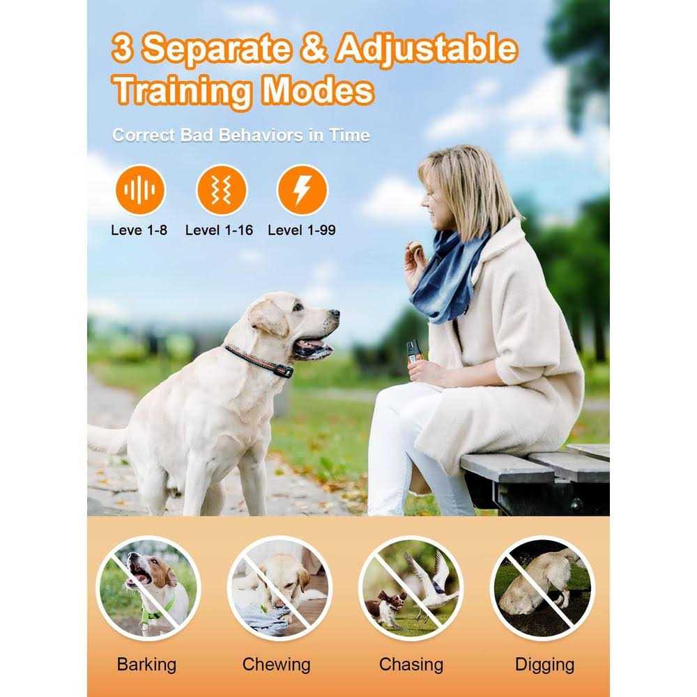 Dog Shock Collar 2 Dogs 3300 ft Waterproof Training Collar V4602