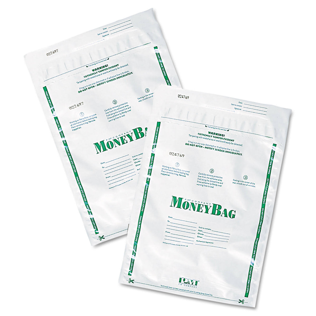 Plastic Money Bags 9 x 12 White 50/Pack M835809