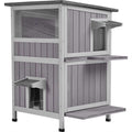 Two Tier Wooden Cat House with Waterproof Roof V9909