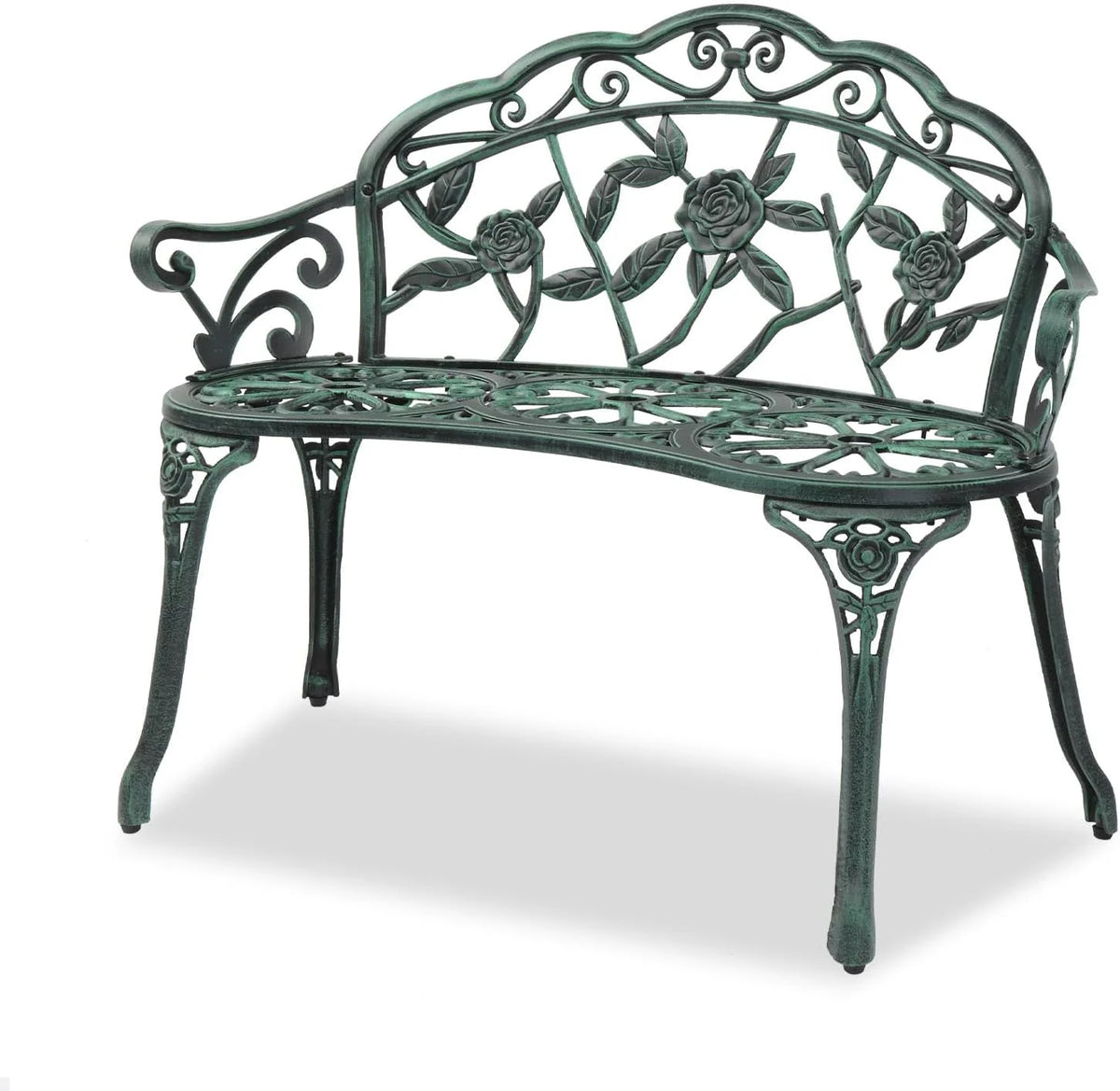 38.5" Metal Rose Bench Cast Iron Antique Finish Bronze B8541