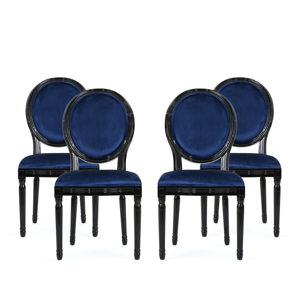 Velvet Dining Chairs Set of 4 Navy Blue N8846