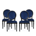 Velvet Dining Chairs Set of 4 Navy Blue N8846