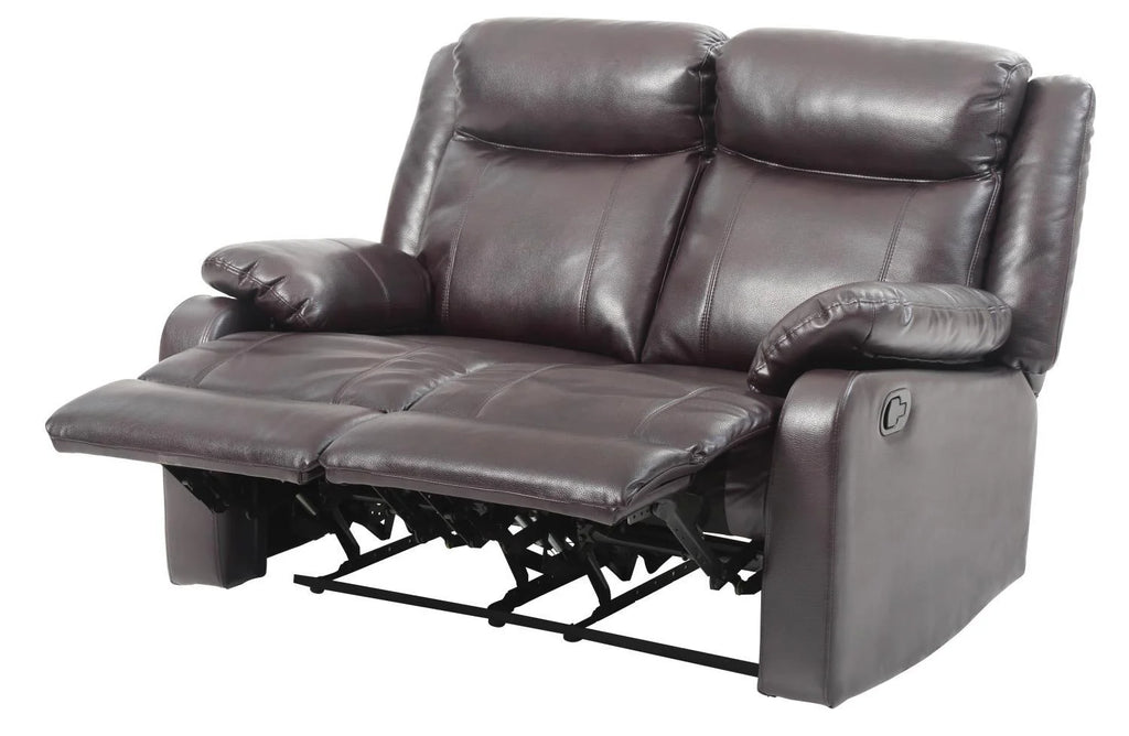 Dark Brown Faux Leather Double Reclining Loveseat L140897