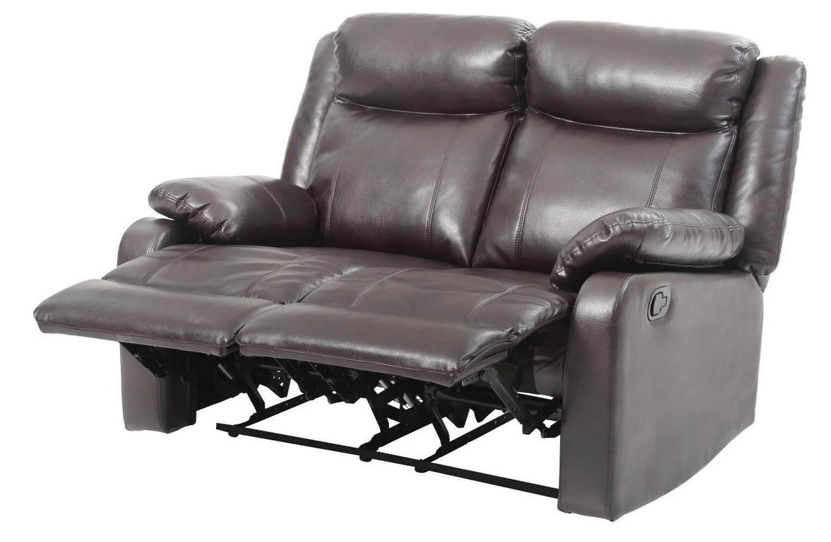 Dark Brown Faux Leather Double Reclining Loveseat L140897