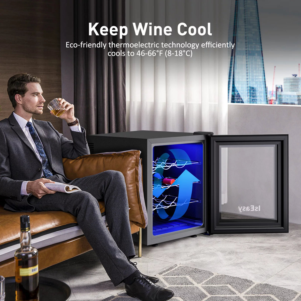 12 Bottle Compressor Wine Cooler Refrigerator J70482