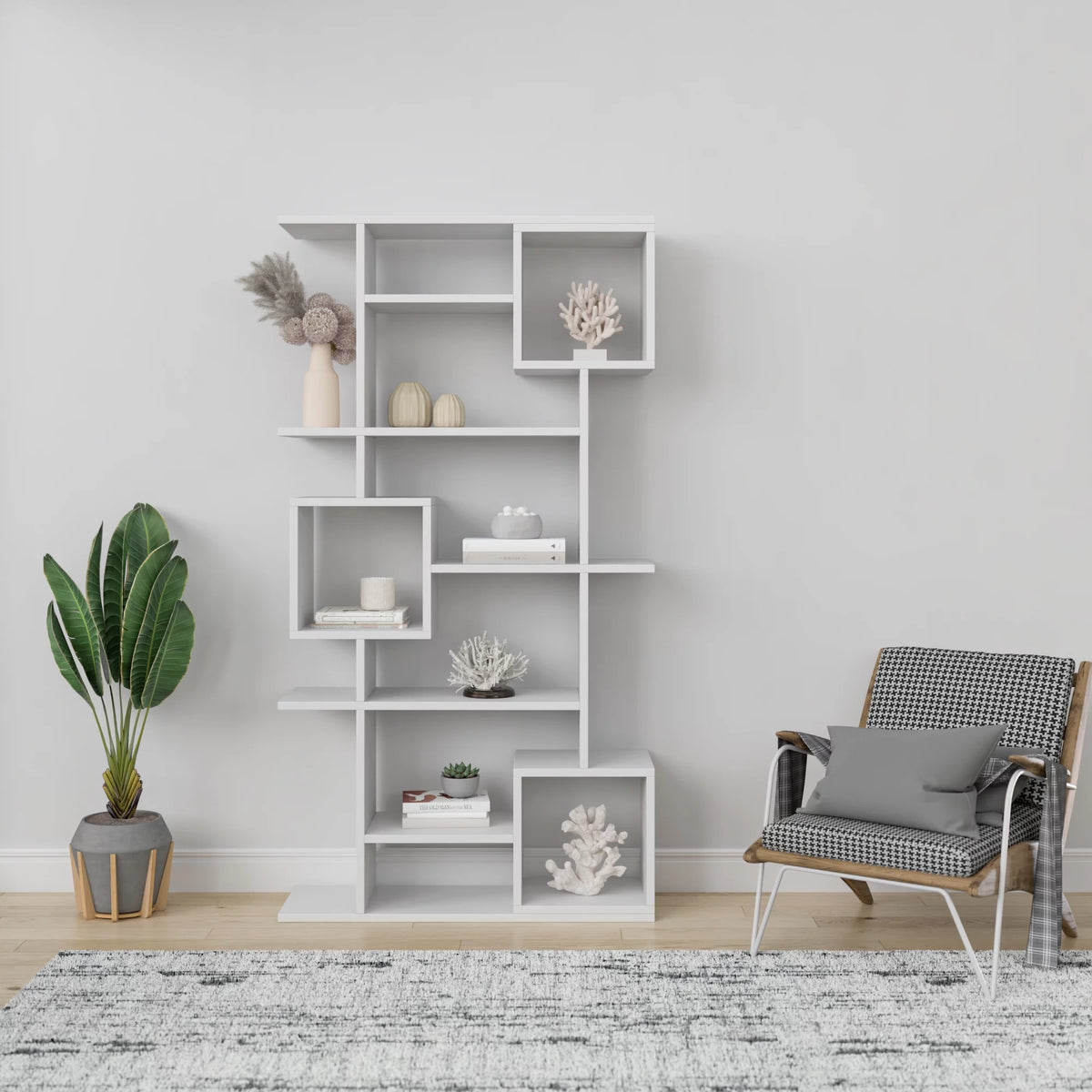 White Multiple Tier Open Shelf Bookcase Z6042